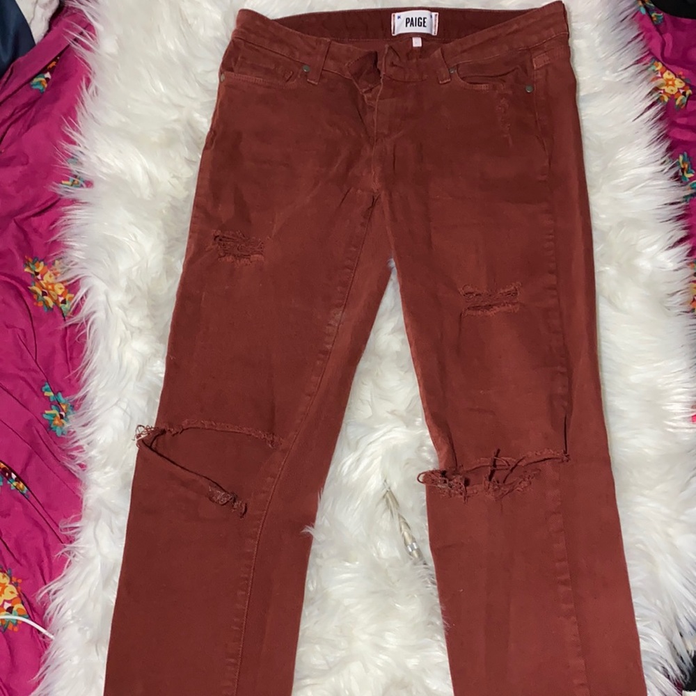 Paige destressed skyline ankle peg jeans size 27
